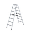 MUNK Günzburger Steigtechnik Stehleiter 2x7 Stufen, Aluminium, beidseitig begehbar, H 1630mm, B 550mm Produktbild