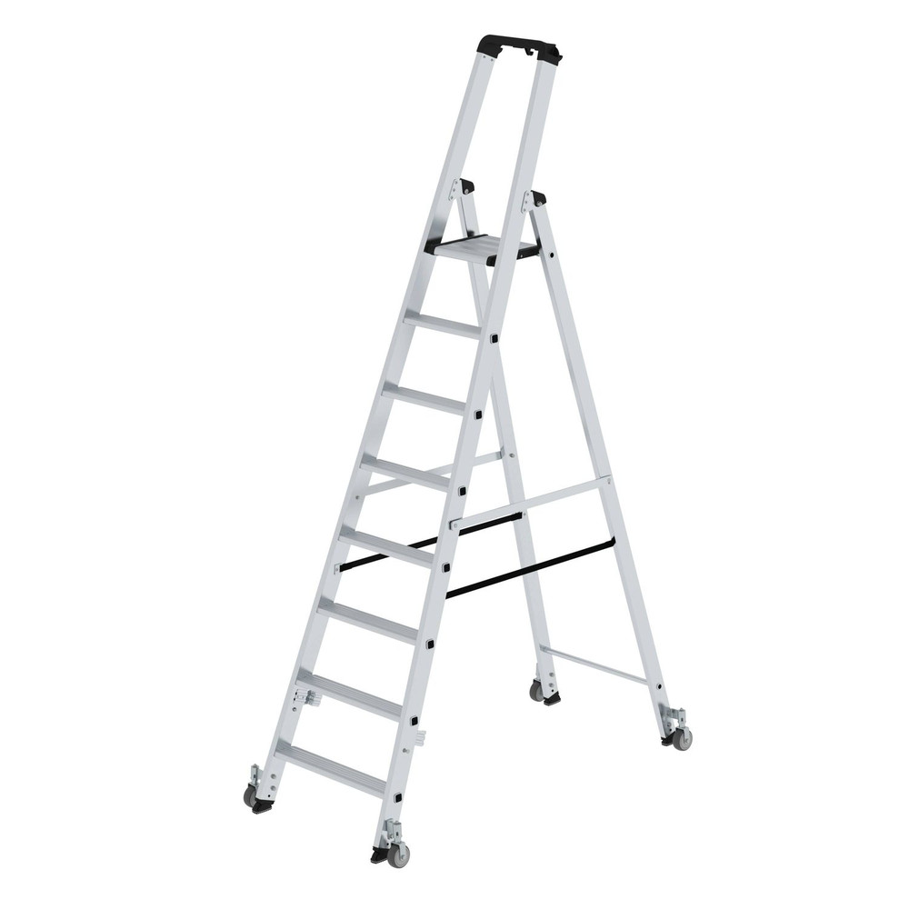 MUNK Günzburger Steigtechnik Stehleiter 8 Stufen, Aluminium, einseitig begehbar, H 2540mm, B 770mm Produktbild img1 L