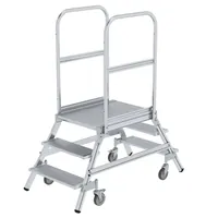 Produktbild von MUNK Günzburger Steigtechnik - Podestleiter 3 Stufen, fahrbar, Aluminium/Alumin