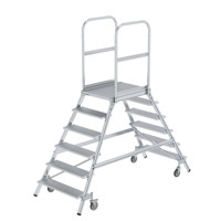 Produktbild von MUNK Günzburger Steigtechnik - Podestleiter 6 Stufen, fahrbar, Aluminium/Alumin