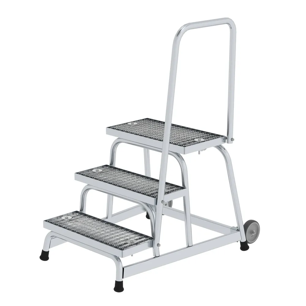 MUNK Günzburger Steigtechnik Aluminium-Arbeitspodest fahrbar, mit Stahl Gitterrost mit Handlauf Produktbild img1 L