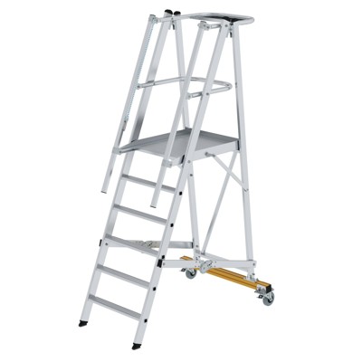 Produktbild von MUNK Günzburger Steigtechnik - Podestleiter 6 Stufen, fahrbar, Aluminium/Alumin