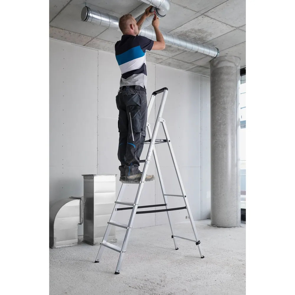 MUNK Günzburger Steigtechnik Stehleiter 7 Stufen, Aluminium, einseitig begehbar, H 2250mm, B 580mm Produktbild img14 L