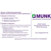 MUNK Günzburger Steigtechnik Kennzeichnungsschild Fallschutz Steigleiter Produktbild