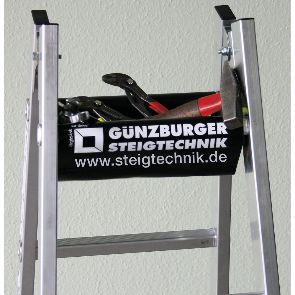 MUNK Günzburger Steigtechnik Stehleiter 2x14 Sprossen, Aluminium, beidseitig begehbar, H 4070mm, B 760mm Produktbild img5 L