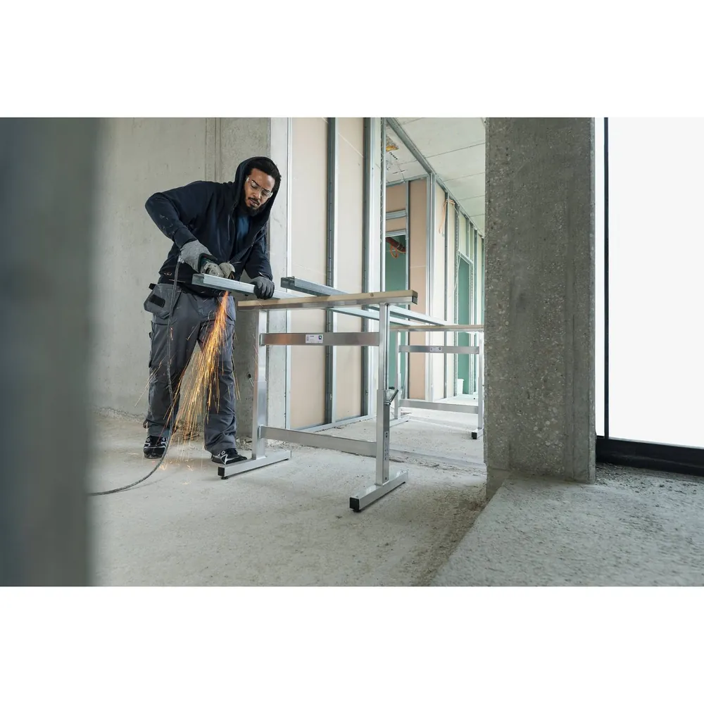 MUNK Günzburger Steigtechnik Arbeitsbock Aluminium höhenverstellbar H 700-1000mm bis 250kg Fichtenholz Produktbild img2 L