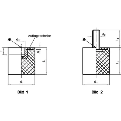 Produktbild von HALDER - Gummi-Anschlagpuffer, zylindrisch/mit Innengewinde | d1=100 mm / l1=60
