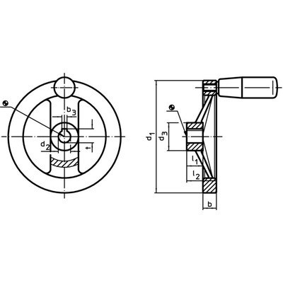 Produktbild von HALDER - Speichenhandräder, Leichtmetall/mit Nabennut, ohne Zylindergriff | d1=