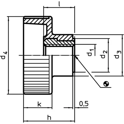 Produktbild von HALDER - Rändelhohlmuttern, Kunststoff/Buchse aus rostfreiem Stahl | d1=M5 / Ro