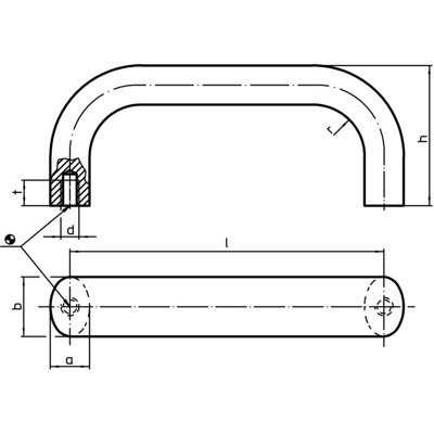 Produktbild von HALDER - Bügelgriffe/Rostfreier Stahl, matt gestrahlt | b=26 mm / l1=500 mm | 2