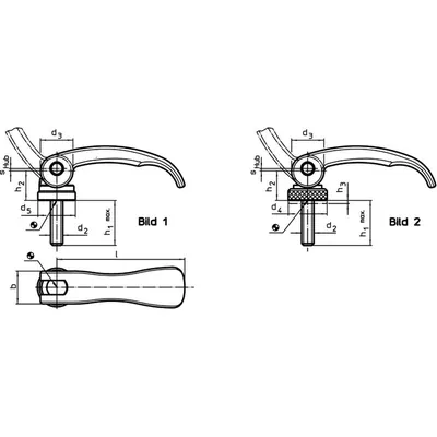 Produktbild von HALDER - Exzenterschnellspanner, mit Schraube | l=82 mm / d2=M8 / h1 max.=40 mm