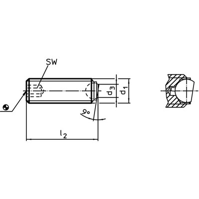Produktbild von HALDER - Kugeldruckschrauben, ohne Kopf, Kugel verdrehgesichert/abgeflachte Kug