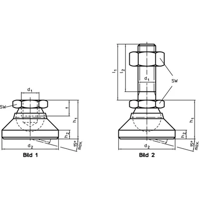 Produktbild von HALDER - Gelenkteller/Teller und Kugelelement mit Bolzen | d1=M24 / l1=200 mm /