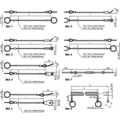 Produktbild von HALDER - Halteseil/rostfreier Stahl, mit Halteclip und Anschrauböse | l=200 mm