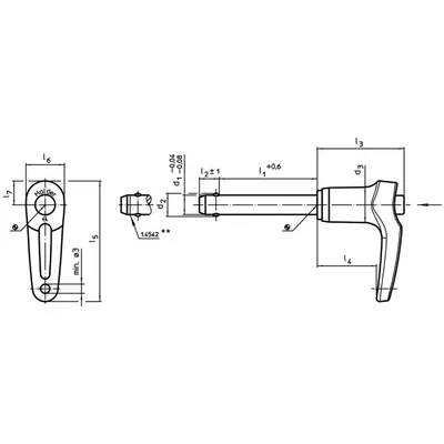 Produktbild von HALDER - Kugelsperrbolzen, selbstsichernd, mit L-Griff | d1=10 mm / l1=90 mm / 