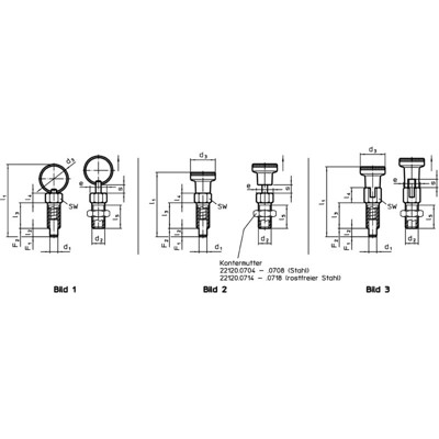 Produktbild von HALDER - Rastbolzen, einfache Ausführung/mit Knopf und Arretierung | d1=4 mm / 
