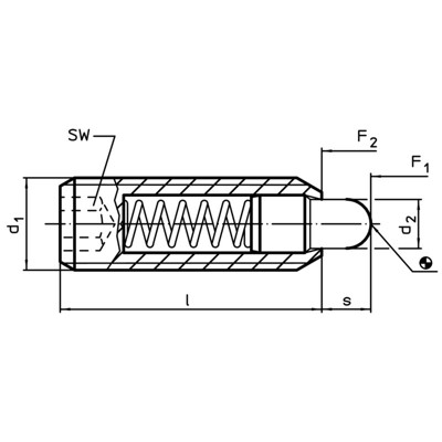 Produktbild von HALDER - Federndes Druckstück, mit Bolzen und Innensechskant - INCH/rostfreier 