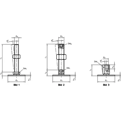 Produktbild von HALDER - Stellfüße/mit Schraube | d1=80 mm / d2=M10 / l1=50 mm / Stahl | 22593.