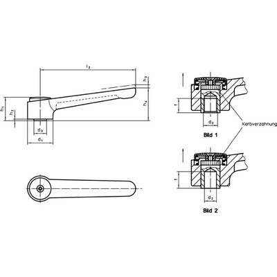 Produktbild von HALDER - Verstellbare Flachspannhebel, Rostfreier Stahl/mit Innengewinde | d1=3