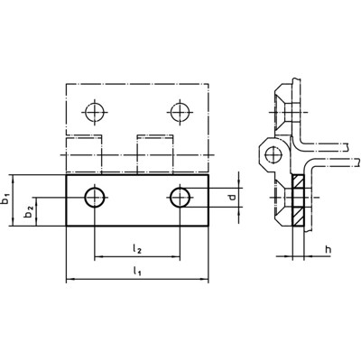 Produktbild von HALDER - Distanzplatten, für Scharniere | l1=30 mm / b1=10,8 mm / h=1,5 mm | 25