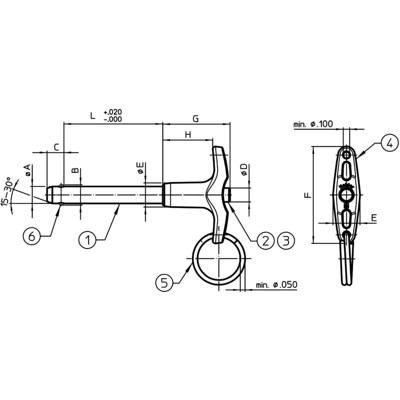 Produktbild von HALDER - Kugelsperrbolzen mit T-Griff, einfach wirkend - nach NASM / MS17985 42