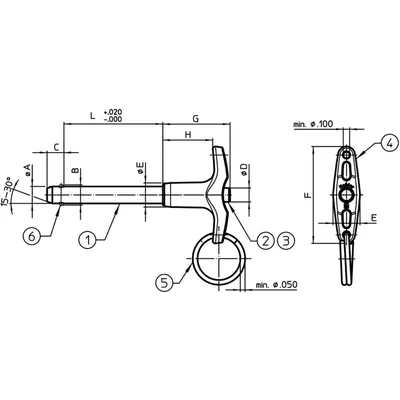 Produktbild von HALDER - Kugelsperrbolzen mit T-Griff, einfach wirkend - nach NASM / MS17985 42