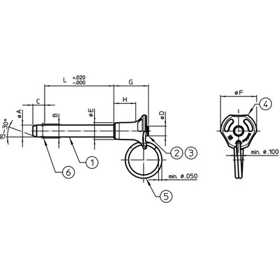 Produktbild von HALDER - Kugelsperrbolzen mit Pilzgriff, einfach wirkend - nach NASM / MS17984 