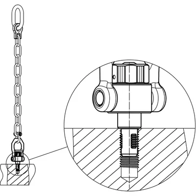 Produktbild von HALDER - Gewindetragbolzen, selbstsichernd, mit drehbarem Schäkel - INCH | d1=1