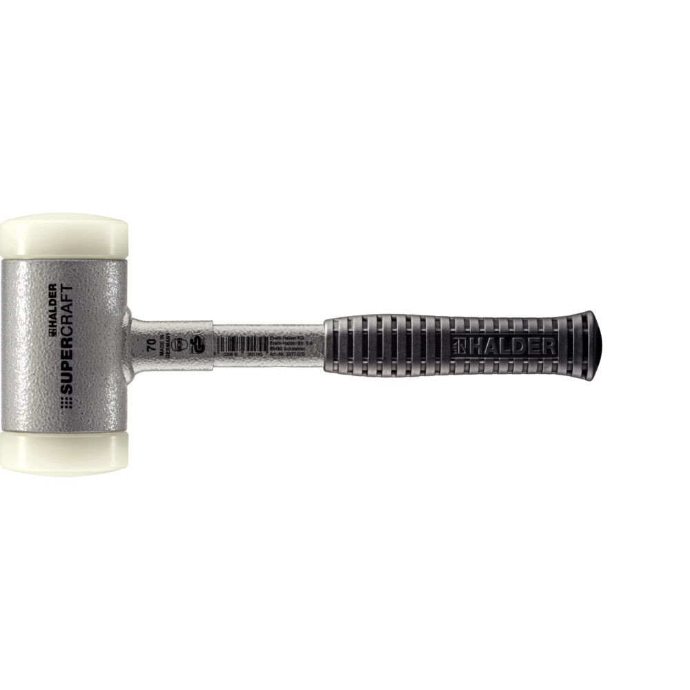 HALDER SUPERCRAFT-Schonhammer, mit bruchsicherem Stahlrohrstiel und ergonomisch geformtem, rutschsicherem Griff | D=70 mm | 3377.070 Produktbild img1 L