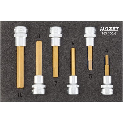 Produktbild von HAZET - Steckschlüssel-Einsätze-Satz 163-302/6, 3/8" für Innensechskant 4-10mm,