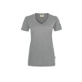 Produktbild von HAKRO - Damen V-Shirt Mikralinar® 181, grau meliert, Größe XL