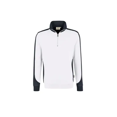 Produktbild von HAKRO - Zip-Sweatshirt Contrast Mikralinar® 476, weiß/anthrazit, Größe 5XL