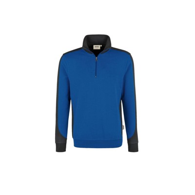 Produktbild von HAKRO - Zip-Sweatshirt Contrast Mikralinar® 476, royalblau/anthrazit, Größe XL