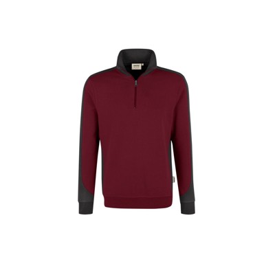 Produktbild von HAKRO - Zip-Sweatshirt Contrast Mikralinar® 476, weinrot/anthrazit, Größe S