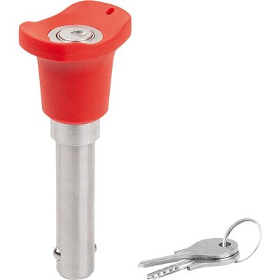 Produktbild von KIPP - KUGELSPERRBOLZEN ABSCHLIEßBAR MIT PILZGRIFF, D1=8, L=50, EDELSTAHL 1.430