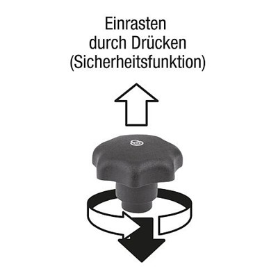 Produktbild von KIPP - STERNGRIFF MIT SICHERHEITSFUNKTION GR.2 D=M06X30 D1=40, THERMOPLAST ROT 