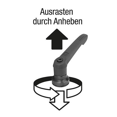 Produktbild von KIPP - KLEMMHEBEL MIT SPANNKRAFTVERSTÄRKER GR.2 M08X30, KUNSTSTOFF ROT RAL3020,