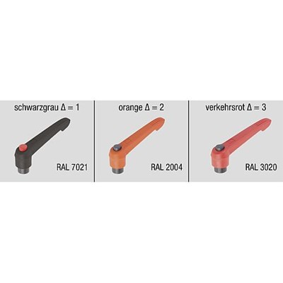 Produktbild von KIPP - KLEMMHEBEL MIT DRUCKKNOPF GR.2 M06X60, KUNSTSTOFF ORANGE RAL2004, KOMP:S