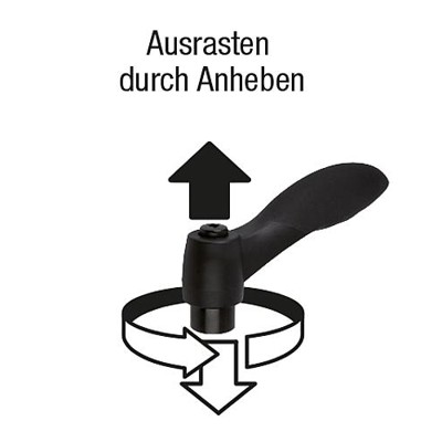 Produktbild von KIPP - KLEMMHEBEL 2-KOMPONENTEN GR.3 M10X25 KUNSTSTOFF, SCHWARZGRAU RAL7021, KO