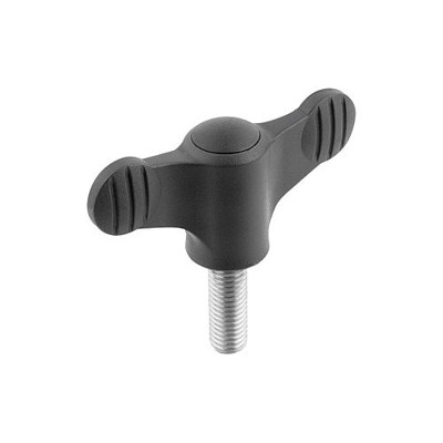 Produktbild von KIPP - FLÜGELGRIFF D=M10X30 A=75, H=35,6, FORM:L MIT AUßENGEWINDE, THERMOPLAST 