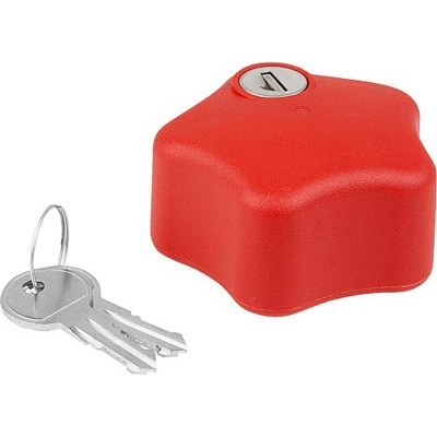 Produktbild von KIPP - FÜNFSTERNGRIFF ABSCHLIEßBAR, D1=68 D=M10, KUNSTSTOFF ROT, KOMP:EDELSTAHL