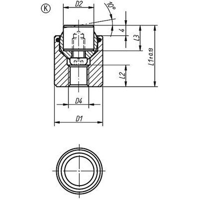 Produktbild von KIPP - PENDELAUFLAGE MIT O-RING D1=30, FORM:K VERGÜTUNGSSTAHL, AUSWECHSELBARE E