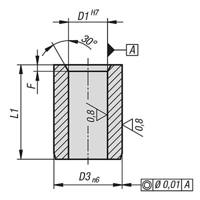 Produktbild von KIPP - BUCHSE LANGE AUSFÜHRUNG, D1=8, H=18, WERKZEUGSTAHL