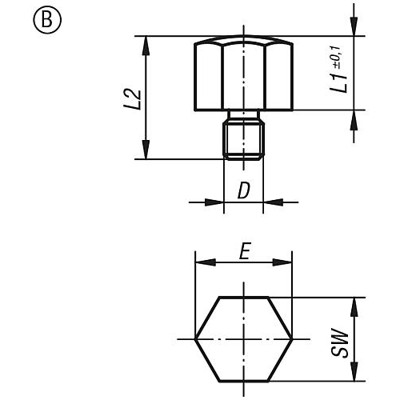 Produktbild von KIPP - POSITIONSFUß, G=M06, FORM:B, AUTOM.STAHL BRÜN. U. EINSATZGEHÄRTET, SW=13