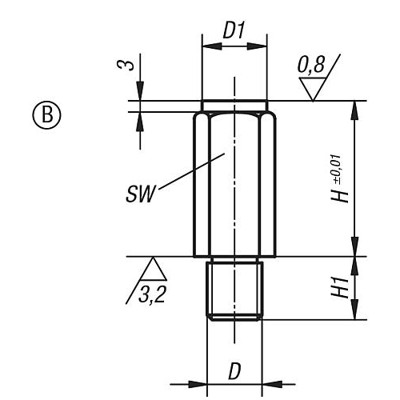 Produktbild von KIPP - POSITIONSFUß, G=M20 H=80, FORM:B VERGÜTUNGSSTAHL, SW=32