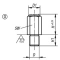 Produktbild von KIPP - POSITIONSFUß, G=M06 H=20, FORM:D VERGÜTUNGSSTAHL, SW=10