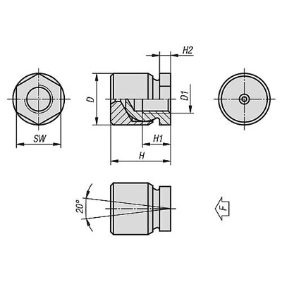 Produktbild von KIPP - GELENKFUß D1=M12, H=25,5, SW=19, AUTOM.STAHL