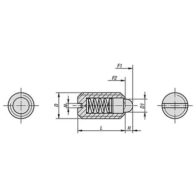 Produktbild von KIPP - FEDERNDES DRUCKSTÜCK LEICHTE FEDERKRAFT D=M10 L=19, EDELSTAHL, KOMP:BOLZ