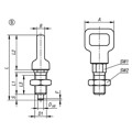 Produktbild von KIPP - ARRETIERBOLZEN MIT ÖSENGRIFF GR.3 D1=M16, D=8, FORM:B O.RASTNUT, M.KONTE