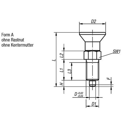 Produktbild von KIPP - ARRETIERBOLZEN GR.9 D1=M06X0,75, D=3, FORM:A O.RASTNUT, O.KONTERMUTTER, 